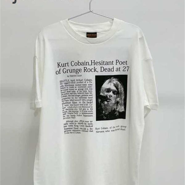 Trends designer de tendências masculinas e feminino Banda de tee nirvana banda Coburn Print Print Short Mangueta T-shirt