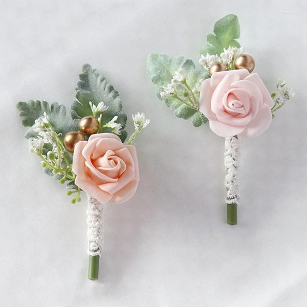 Dekorative Blumen Korean Boutonniere Hochzeit Corsage Pins Männer Zeugen Simulations -Heiratszubehör