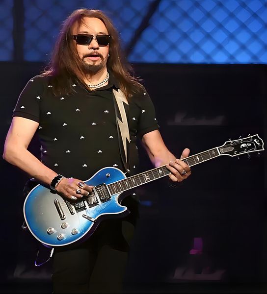 Raro Ace Frehley Big Sparkle Sparkle Blue Blue Burst Prata Guitar espelho Rod de treliça, 3 captadores de capa de cromo, Tuners Grover,