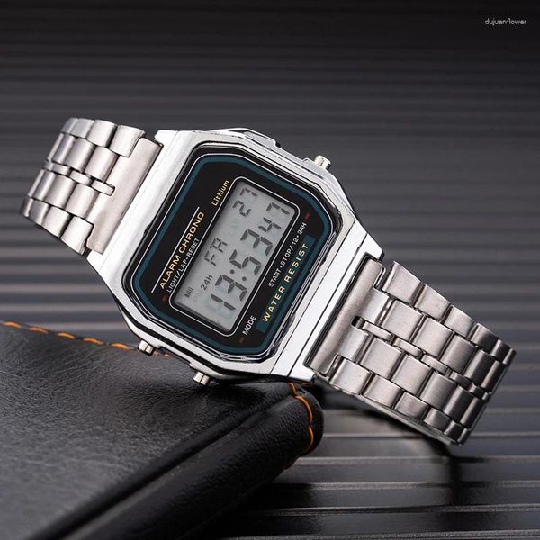 Relógios de pulso Esporte Watch Men Digital Led Luxury Fashion Square Dial Dial