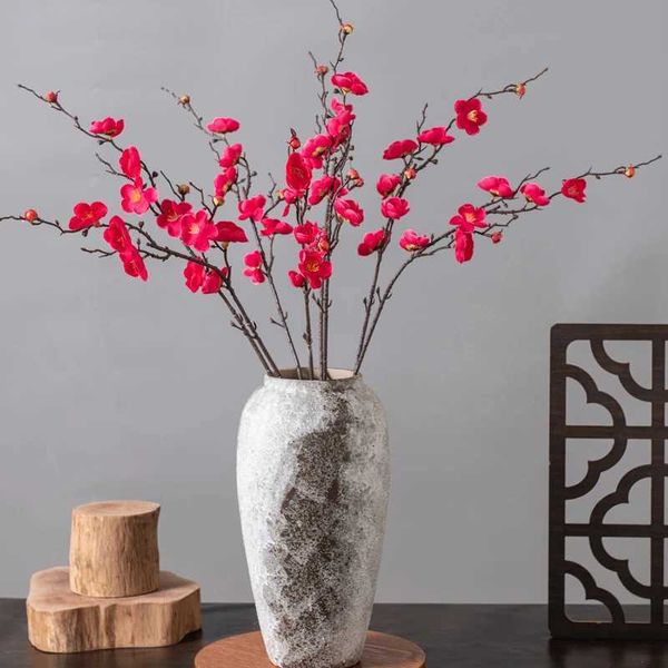 Fiori decorativi ghirlande Fiori artificiali plum primaverilo fiore di seta di seta di seta per la casa di sede per casa decorazioni natalizie