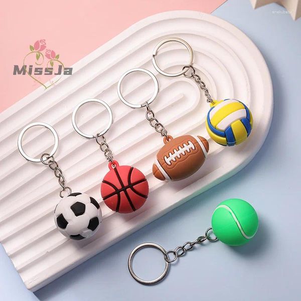 Chaves de zagueiro de basquete de futebol Tênis de vôlei de rugby PVC PVC Creative Mini Key Key Ring Backpack Acessórios de carros Presente