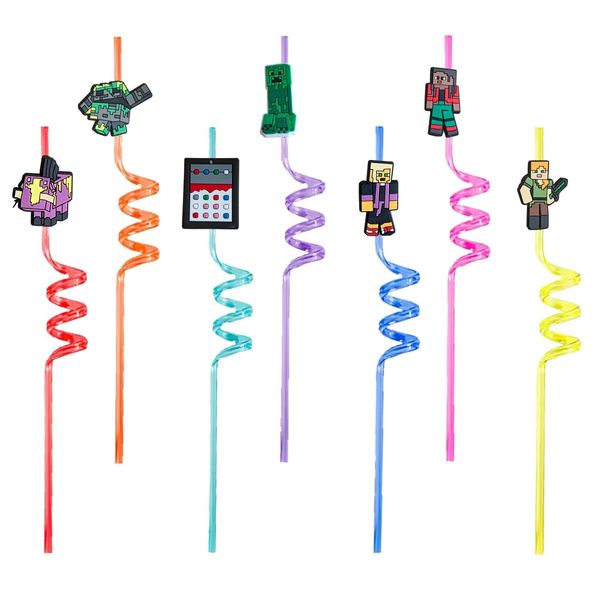 Bere STS Nuovo mondo a tema Crazy Cartoon Goodie Gifts for Kids Party Plastic ST con decorazione Summer Decorazioni di compleanno y otm9p