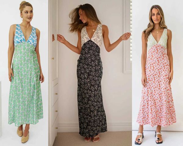 Vestidos casuais básicos vestido de duas peças de contraste sexy cor profunda v vestido feminino verão impressão casual maxi vestido sem costas boho long long sundress 2023 vestidol2405