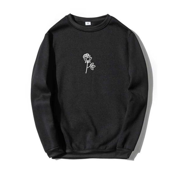 Erkek Hoodies Sweatshirts Erkekler Hip Hop Gündelik Bri Popüler Siyah Giysiler Moda Adam Strtwear Harajuku Sonbahar Kış Kış Komik Gül Baskı H240508