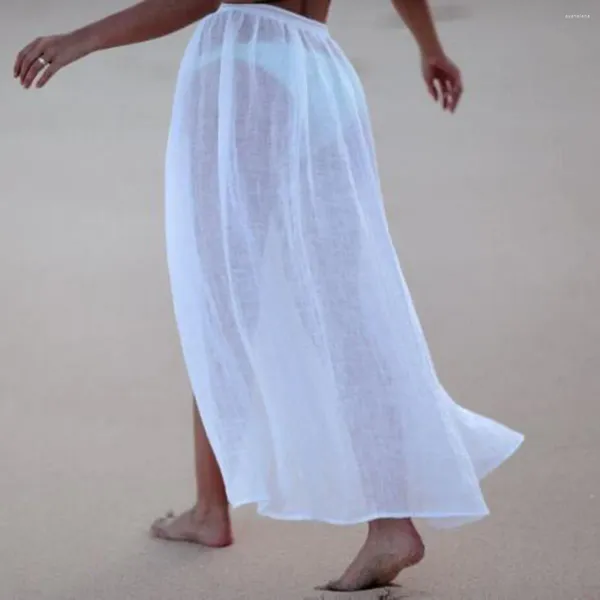 Spiaggia sarong paleo femminile femminile costume da bagno traslucido coprire la gonna della gonna da sole protezione da sole bianca 2024 stile