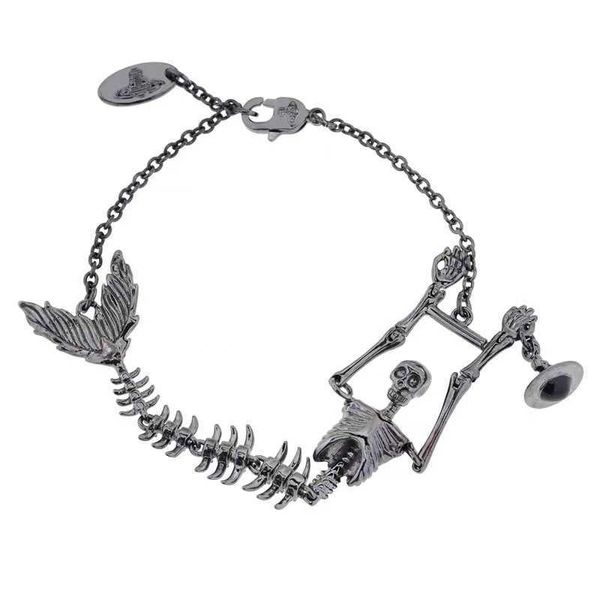 Бренд высококачественный Westwood Skull Fishbone Chair Bracelet Bracelet Mustex Mens and Womens Edition