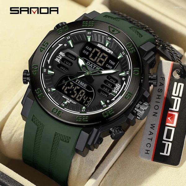 Armbanduhren Sanda Model Handuhr Formen -Modedesign Alarmmodus Outdoor Sport Militärfunktionen Chronograph Uhr 6029