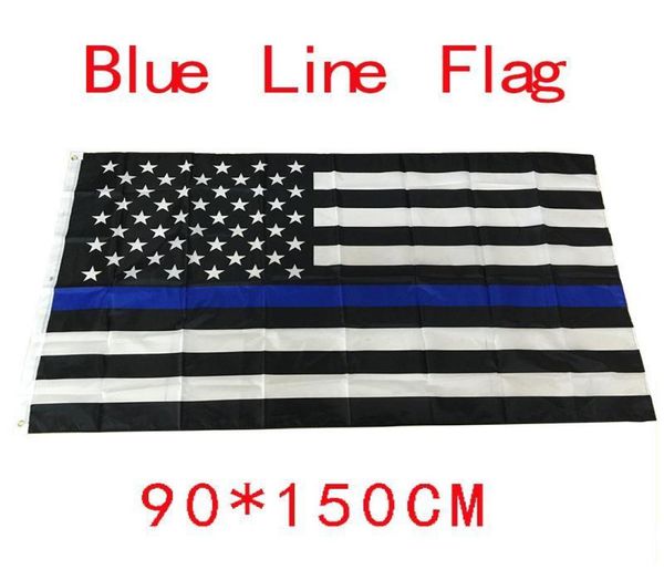 90150 cm Blueline USA Police Flaggen 3x5 Fuß dünne blaue Linie USA Flagge schwarze weiße und blaue amerikanische Flagge mit Messingstaaten DBC BH21489514