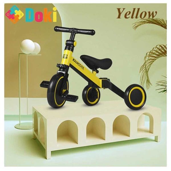 Carrinhos# Doki Toy Childrens Tricycle 3-em 1 Childrens Scooter Balanço Bike 1-6 anos de carro no carro 3 rodas Popular não inflável 2022 T240509