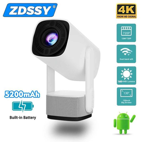 Projetores Android 11 K2 Projector Dual WiFi 6 Bt Mini Projetor Smart 2.4G 5.8g Pocket Cinema ao ar livre projetor portátil Atualizado HY300 J240509