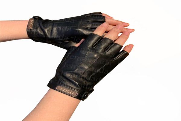 Damen Motorradfahrhandschuhe Herbst Winter Fingerlose Handschuh Frauen hochwertige Lederhandschuhe Designer modische Mitten8957684