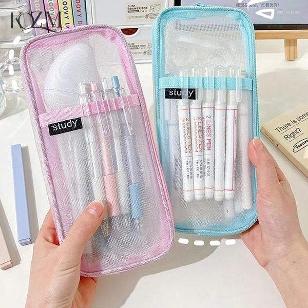 Moda de lápis transparente simples Moda de moda de grande capacidade Zipper bolsa de caneta Pen Saco de artigos de artigos de artigos de armazenamento de artigos de armazenamento