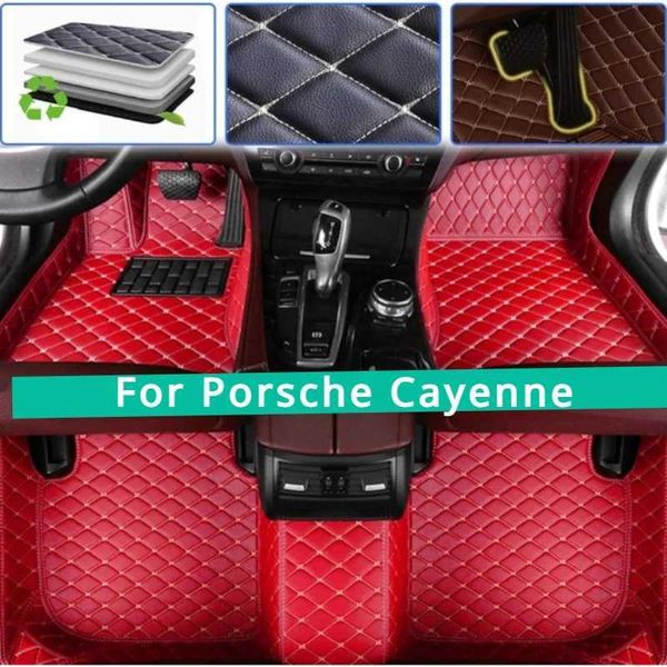 Tappeti a pavimento personalizzati per Porsche Cayenne tappetini anteriori posteriori anteriori per tutto il clima Copertura piena in pelle Accessori automatici 2006-2024 T240509