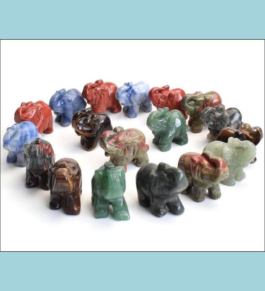 15 pollici di piccole dimensioni Elefante STATTUE CAGLIE CHAKRA Naturale in pietra intagliata Crystal Reiki Healing Animal Figurina 1PC Consegna a goccia 3270739