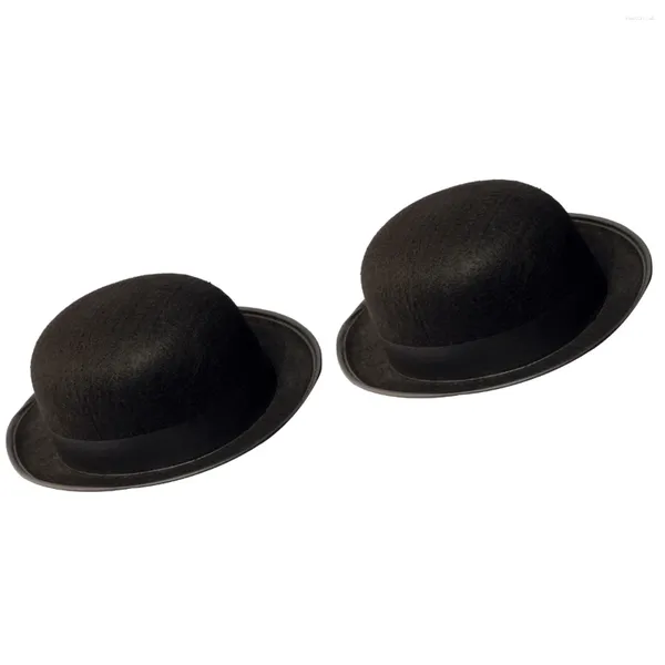 Berets 2PCS Schwarzer Bowlerhut Magier -Dress -up -Kostüm -Accessoire für Männer Erwachsene Fancy Party