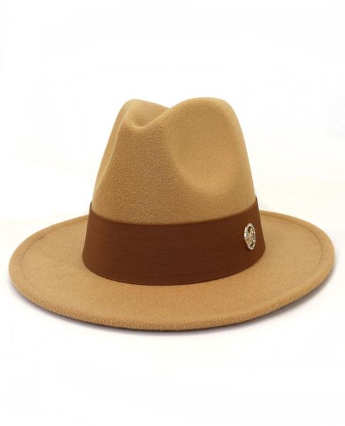 Homens homens fedora chapéus com t café com fita jazz sólido preto branco verde partido jazz boné amplo vasos de igreja hat5086706