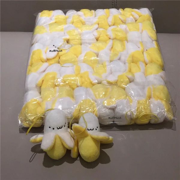 Atacado 50pcs 6cm amarelo Banana Plexhed Toy Presente Chave de Chaves de Plush Doll 240509