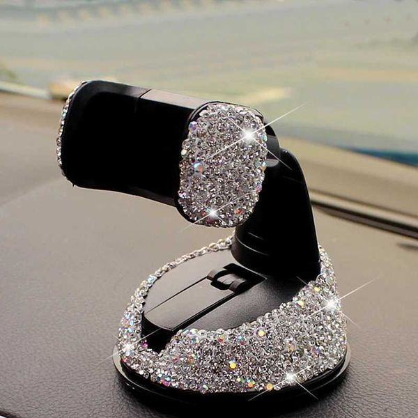 Titular de carro Crystal Rhinestones 360 graus portador de telefone para painel de painel de automóveis e ventilador de ar universal portador de celular T240509