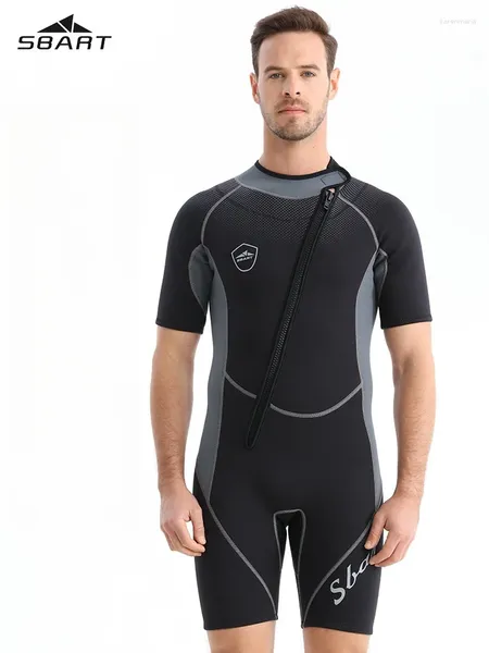 Mutade feminina de banho de banho de 1,5 mm de neoprene masculino masculino de merda à prova de UV Zip lycra de mangas curtas de mergulho para snorkeling subaquática