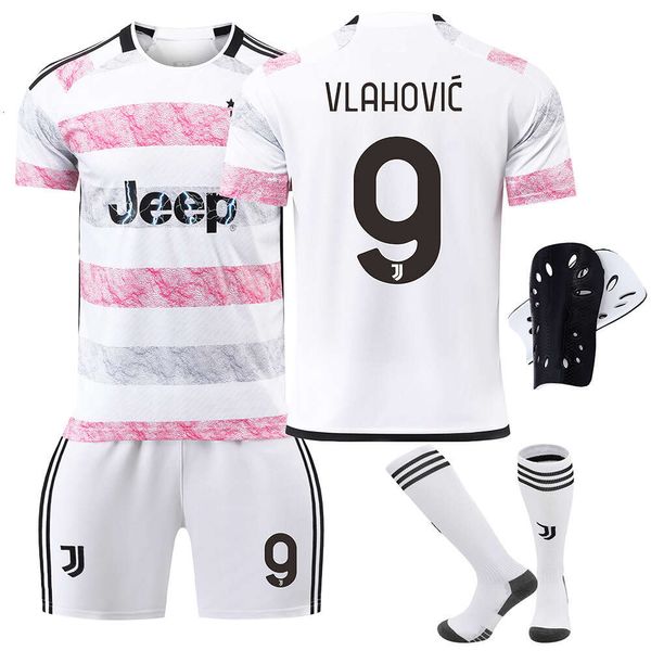 Fußball -Sets/Trailsuits Herren Trailsuits 2324 Juventus Away Game Nr. 9 Hovic 7 Chiesa 22 di Maria 10 Bogba Football Jersey Childrens Set Set