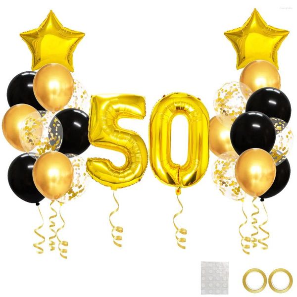 Partydekoration 25pcs Gold Schwarz gemischte Luftballons 50. Geburtstag Dekorationen 50 Jahre alte Mann Frau Dekor Jubiläum