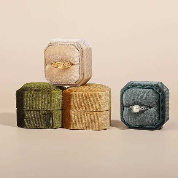 Ударные коробки с ювелирными коробками Octagon Square Velvet Ring Box с съемными крышками винтажные заработки держатель семейных реликвий для обручальной свадебной церемонии предложения