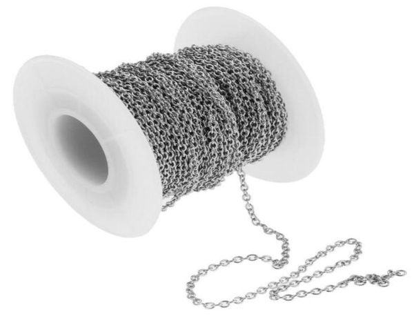 Fabrika 50Mroll Gümüş Ton İnce 18mm Oval Zincir Kablo Rolo Zinciri Paslanmaz Çelik Takı Bulunma NE4671303 için DIY DIY