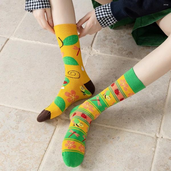 Frauen Socken Bee Dragonfly Ab atmungsaktives Jogging Strick Baumwolle Kurzhyperbole Japanische Outfits Lange Mädchen Frauen Trendy hohe Qualität