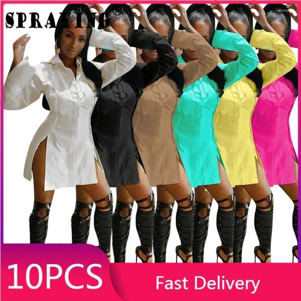 Lässige Kleider 10pcs Schüttgutgegenstände Großhandel Lose Frauen sexy Kleid Langarm Club Kleidung Winter über Knie S5144