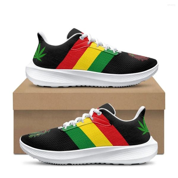 Sapatos casuais Jamaica Rastafari Padrão de tênis feminino e confortável feminino para mulheres amarrar calçados Flex Control Zapatillas Mujer