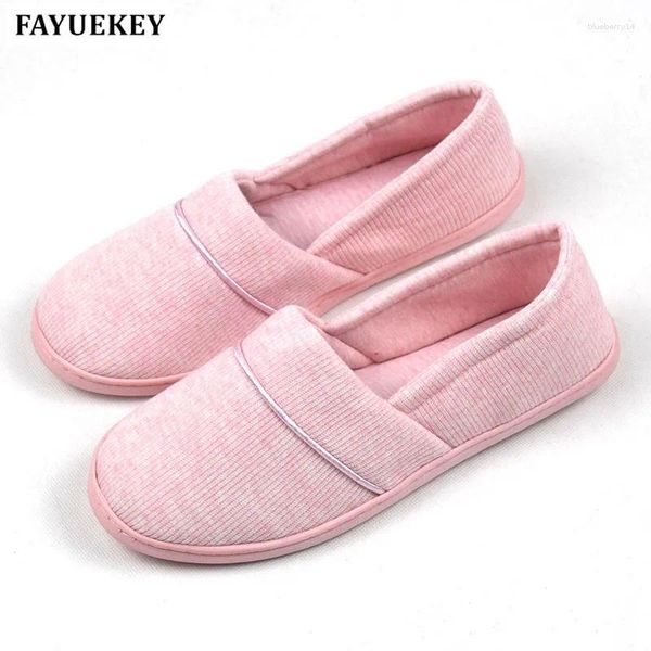 Slippers Fayuekey Autumn Inverno Casa de malha macia de malha macia feminino de algodão interno Mulher grávida de sapatos planos respiráveis