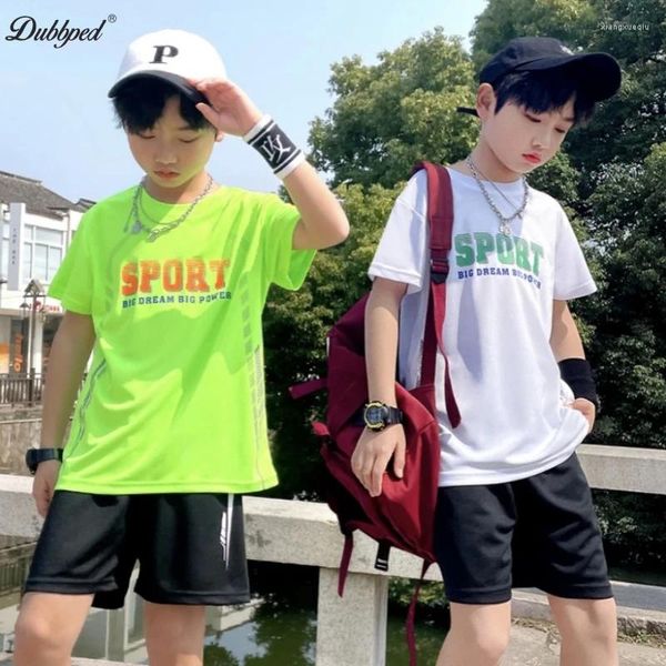 Roupas Conjunto de roupas Dubbbed Summer Kid's Athleisure Boy's Short Manga Basketball Training Fitness Running LODE BRILHA