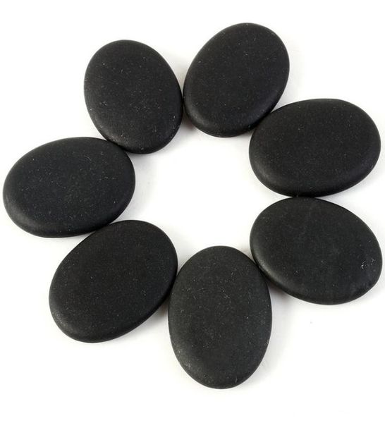 7pcs Lot Black Spa Rock Basalt Energy Zehen Gesicht Oval Stones Massage Lava Naturstein Set Gesundheitsversorgung Relaxation4025311