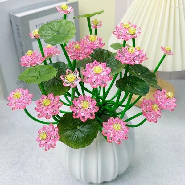 Dekorative Blumen Kristall realistisch lotus künstliches Kunstbouquet für Home Tischdekorblum Arrangement