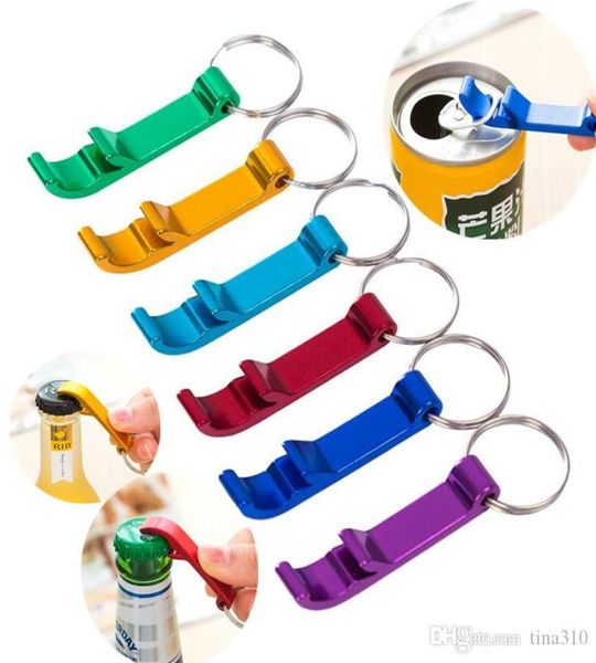 Neue Küchenwerkzeuge gemischte Farben Aluminiumlegierung Flaschenöffner mit Keyring -Laser -Gravur -Logo -Flaschenöffnungen I1169644640