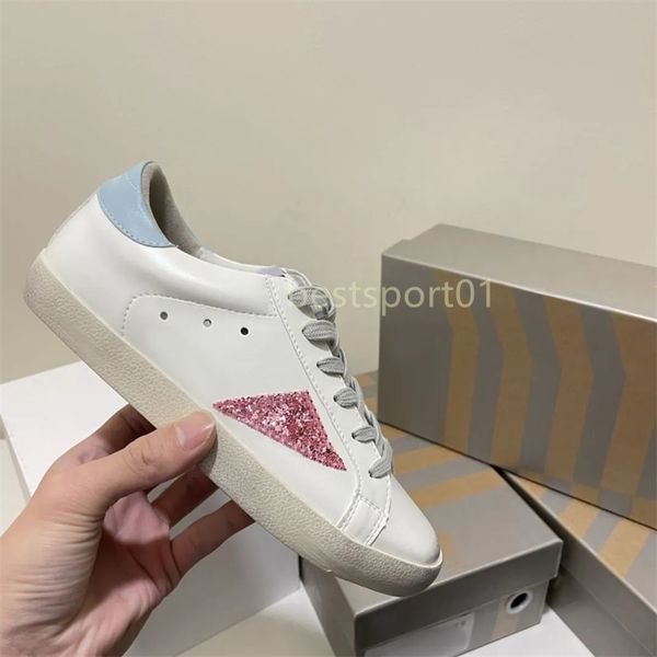 Top -Qualität Leder Wildleder Designer Casual Schuhe Frauen Herren Mid Star Platform Sneakers Pink Burgund Glitter Silber Gold Vintage Italien Brand Flat Sport OG W3