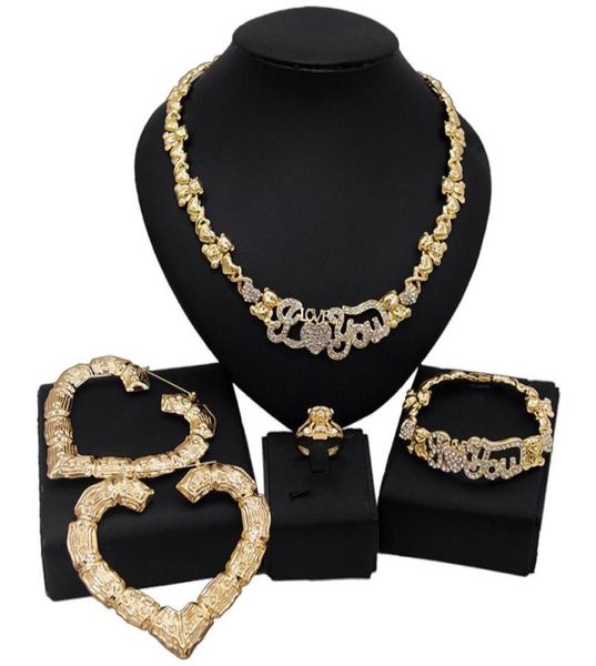 Yulaili abraços e beijos xoxo jóias conjuntos de colar de colar de colar breolas grandes anel de pulseira para acessórios para festas de mulher presentes 52449395692670