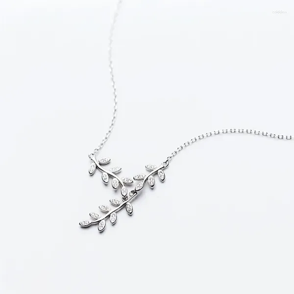 Anhänger Halskette Olivenzweige Blätter Schlüsselbeinkette kreative Wald Silber Farbe Frauen Halskette für Frauen Mode Schmuckparty Geburtstag