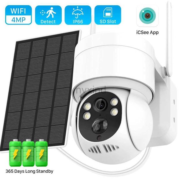 IP -камеры 4MP 2K ISEE WIRLess Wi -Fi Solar Camera 7800MAH Батарея HD 1080p PIR Detection PTZ WiFi CCTV Мониторинг IP -камера D240510