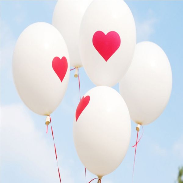 100pcs lateks kırmızı kalp balonları yuvarlak balon parti düğün dekorasyonları mutlu yıllar yıldönümü dekor 12 inç 255z