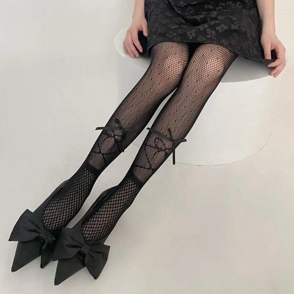 Donne calzini ragazze calze sexy calze in pizzo con filette di balletto Socket nero stampato overknee pesce coscia y2k lolita long medias hosiery