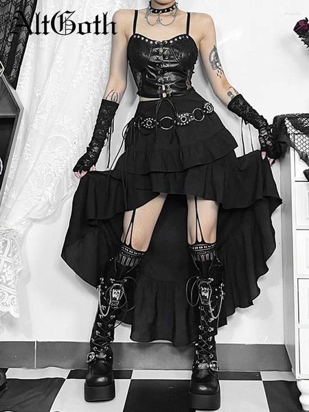 Röcke Altgoth Harajuku unregelmäßiger Rock Frauen Einkaufszentrum Gothic Vintage High Taille Märchen Grunge Y2k Streetwear Punk Rave Kleidung