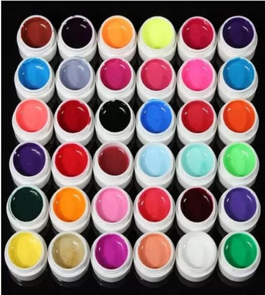 NEU 36 Pure Color Nail Art UV Gel Solid Extension Maniküre Set für Builder Polish Lamp8852630