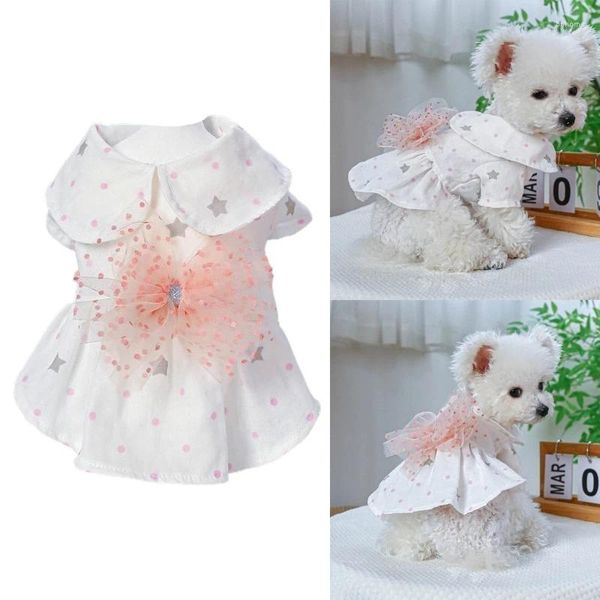 Hundebekleidung K5DC Kostümkleid Tüll Bow Dekors Katzen Kleidung für Mädchen Welpen kleine Hunde