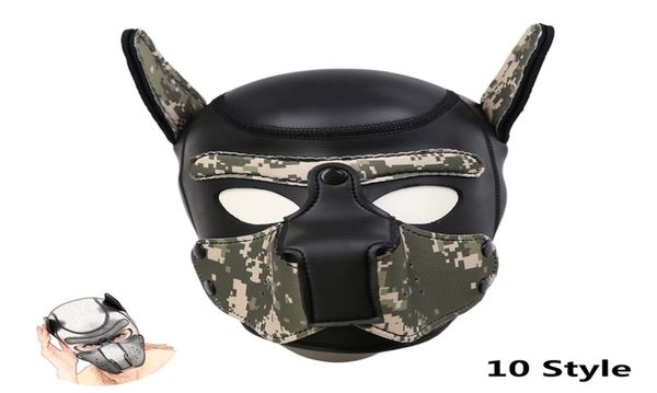 Slave morbido cagnolino imbottito in neoprene cappa per maschera per la maschera per bondage bdsm coppie che flirtano gli adulti giochi di Halloween partyunusual merce y21112607