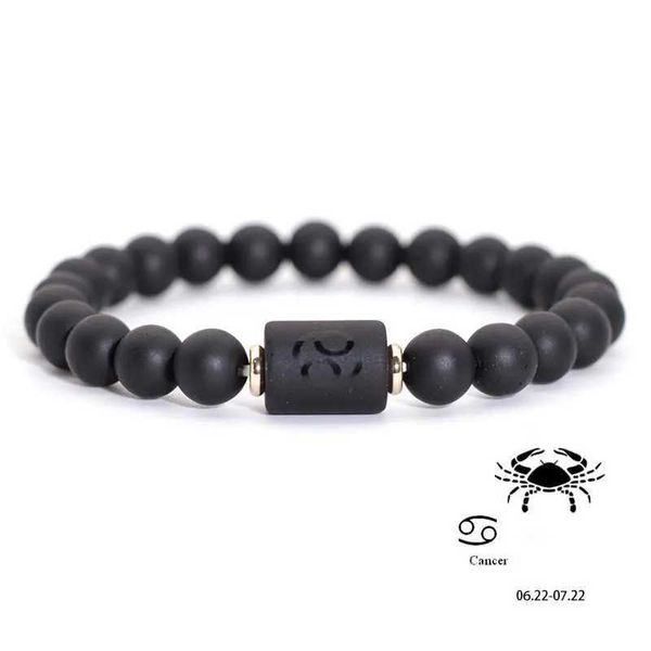 Charm Armbänder 12 Zodiac -Zeichen Konstellation Paar Armband Jungfrau Leba Perlen Bracett Meditation Yoga Onyx Stein Braslet Liebhaber Geschenk Pulsera Y240510