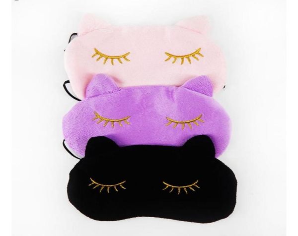 10x Cucommax niedliche Katze Schlafende Augenmaske Nickerchen Nickerchen Cartoon Eye Schattenschlafmaske Schwarze Masken Verband an den Augen zum Schlafen1211655