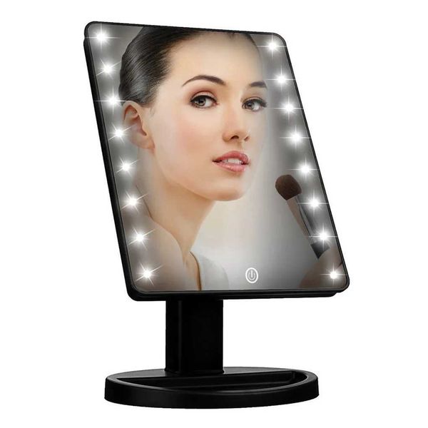 Espelhos compactos espelho de maquiagem LED com rotação de 360 graus ABS PLACA PLACT Frame Desktop Bateria de beleza Q240509