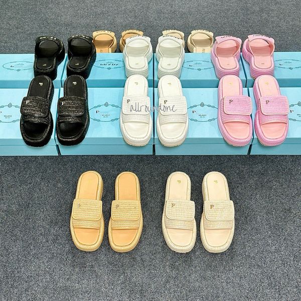 Designer Triângulo Triângulo Triângulo Terceira Lineca Pardd Plataforma de Sandálias Raffias Slippers Womans Mens Summer Summer Sapatos Casuais Casual Flips Pool Sliders Sapato de praia